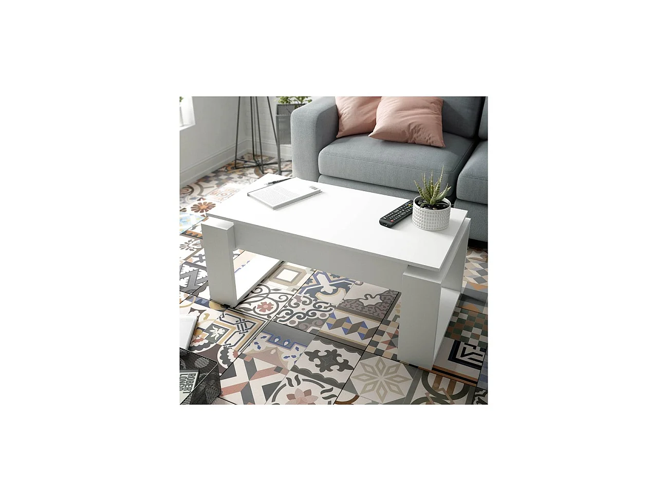 Design Couchtisch mit hochklappbarer Tischplatte L102 cm - Ciara