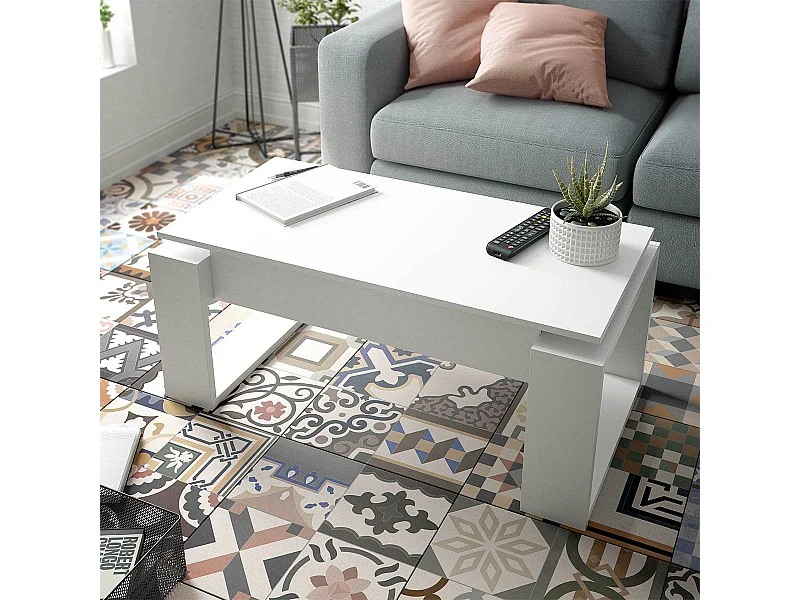 Design Couchtisch mit hochklappbarer Tischplatte L102 cm - Ciara