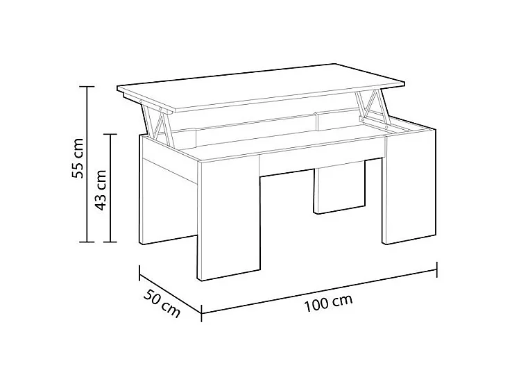 Couchtisch mit hochklappbarer Platte L100 cm - Kendra