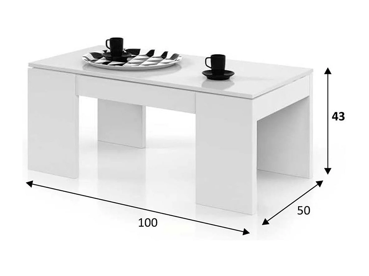 Table basse à plateau relevable L100 cm - Kendra