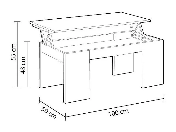 Tavolino con piano sollevabile - L100 cm - Kendra