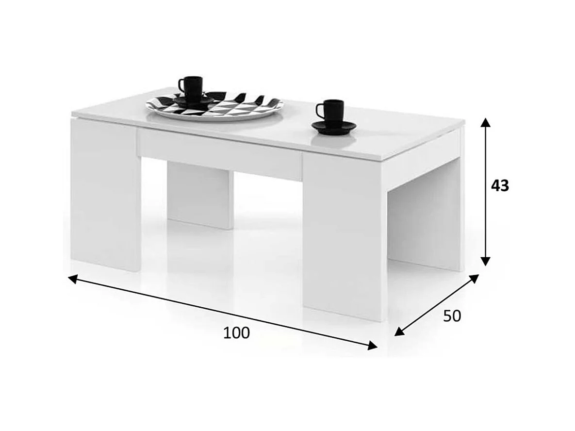 Mesa de centro con tablero elevable - L100 cm - Kendra