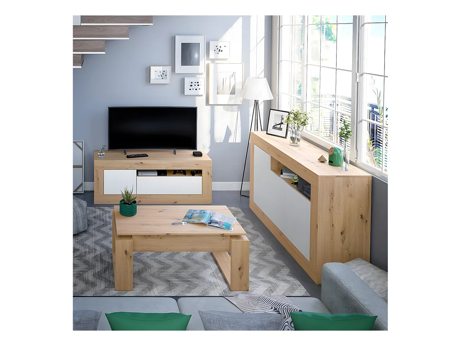 Design Couchtisch mit hochklappbarer Tischplatte L102 cm - Ciara