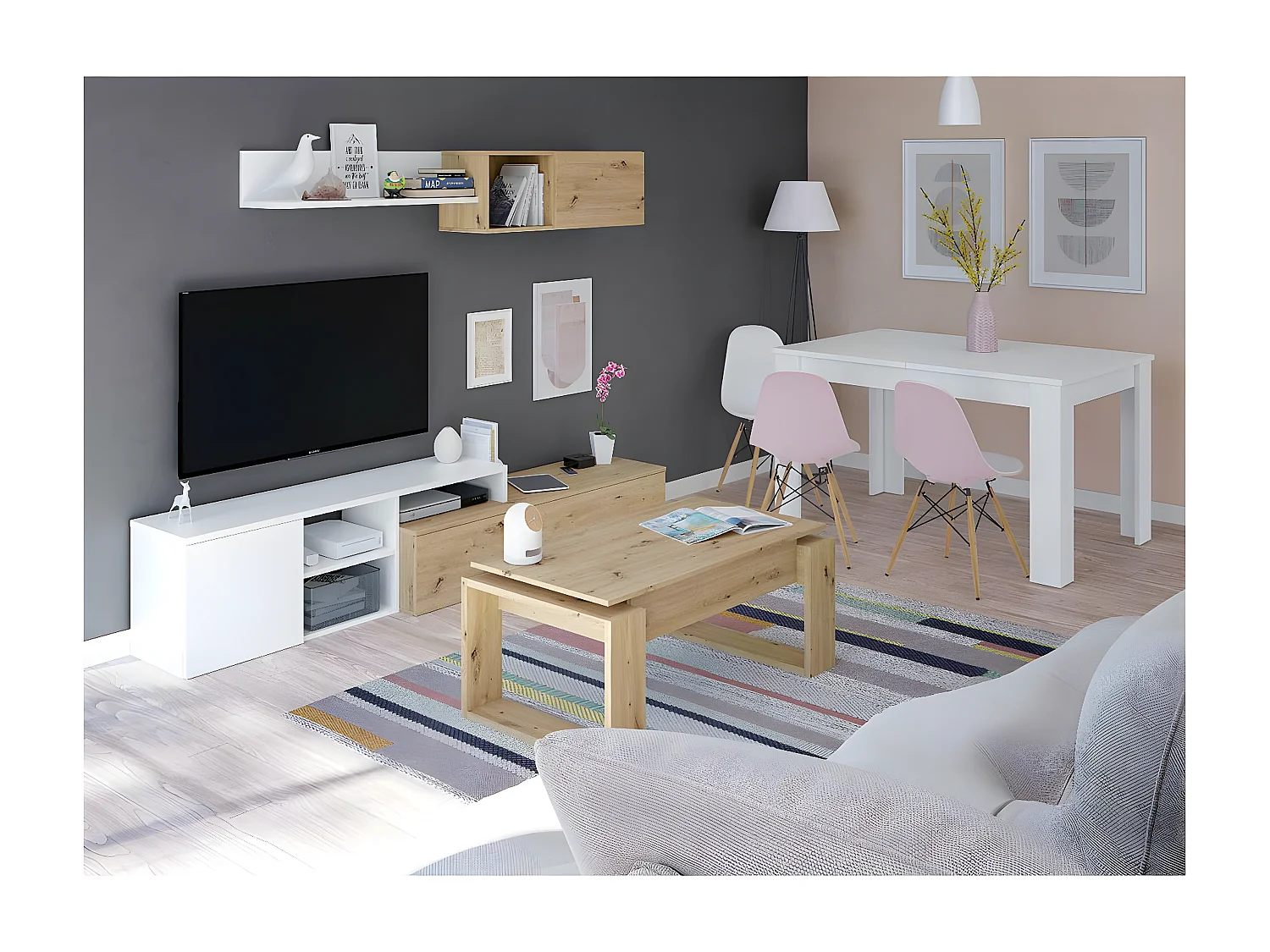 Salontafel met opklapbaar blad - L102 cm - Ciara