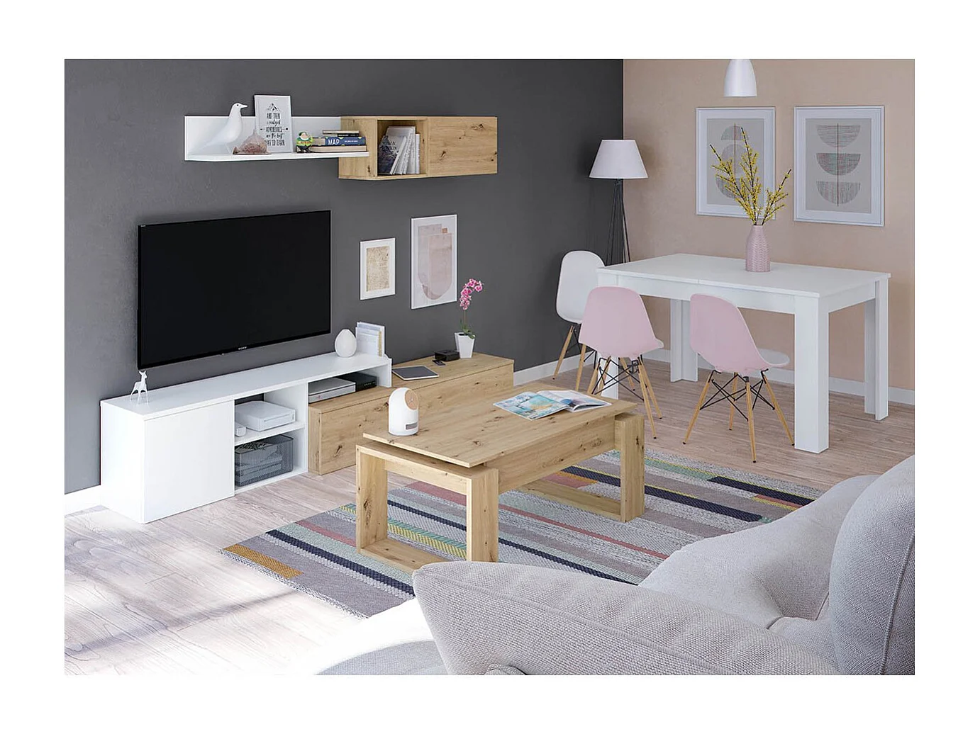 Table basse design à plateau relevable L102 cm - Ciara