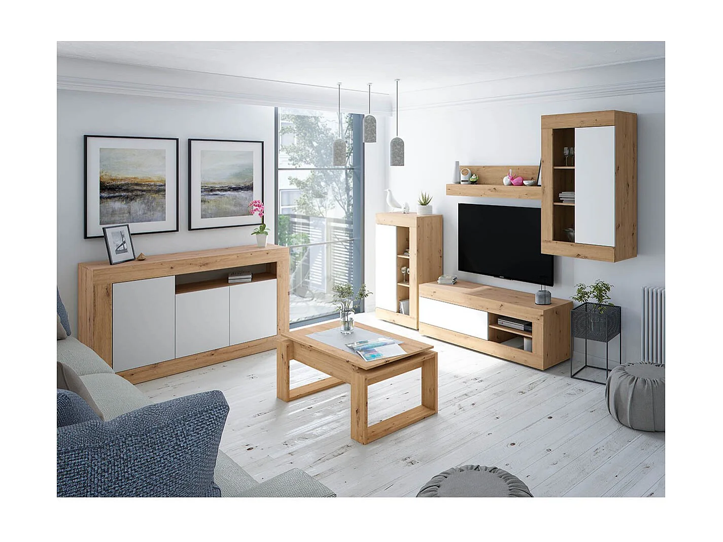 Table basse design à plateau relevable L102 cm - Ciara