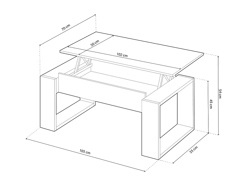 Salontafel met opklapbaar blad - L102 cm - Ciara
