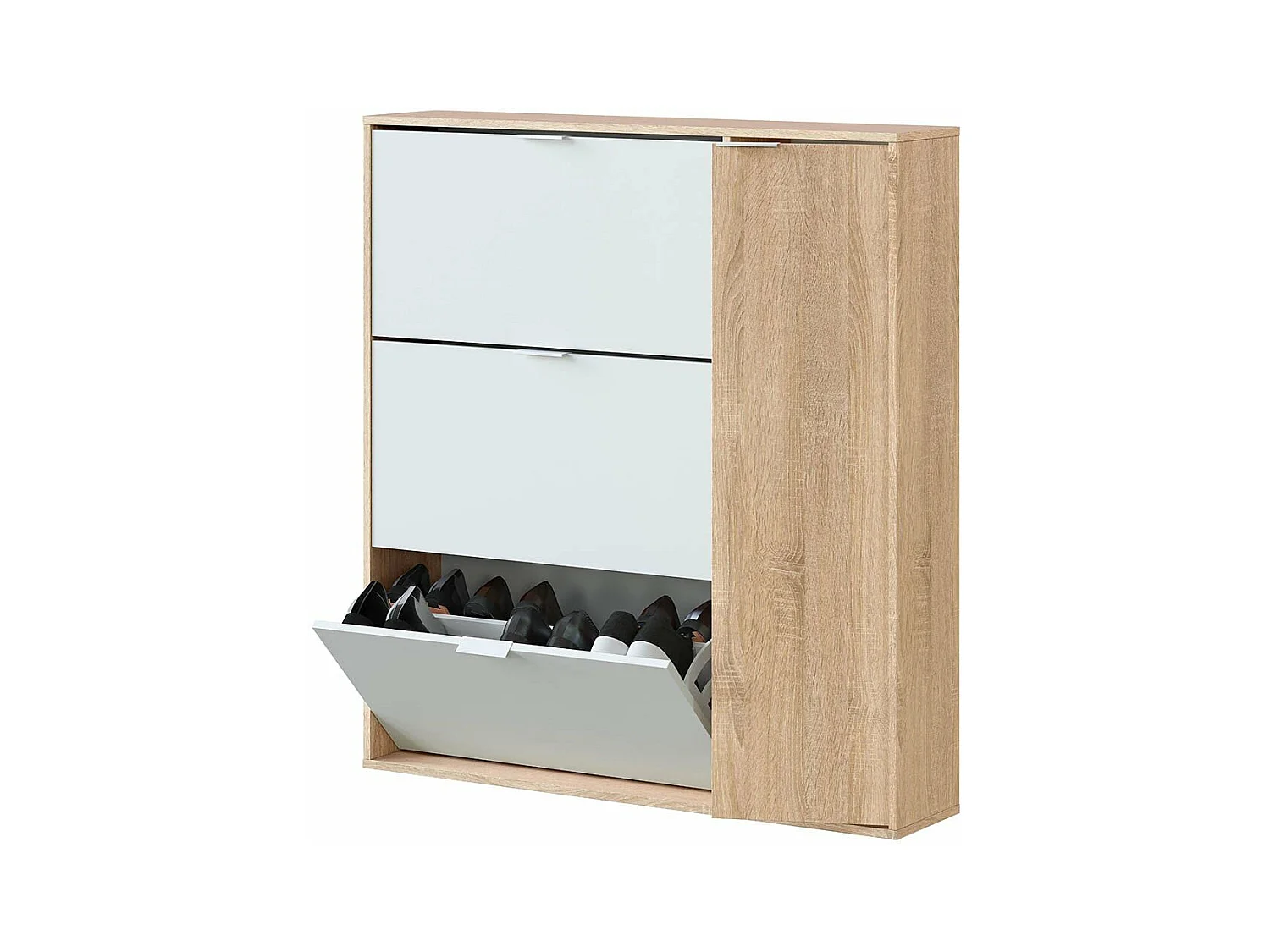 Meuble à chaussures 3 abattants et 1 porte 30 paires - L106 cm