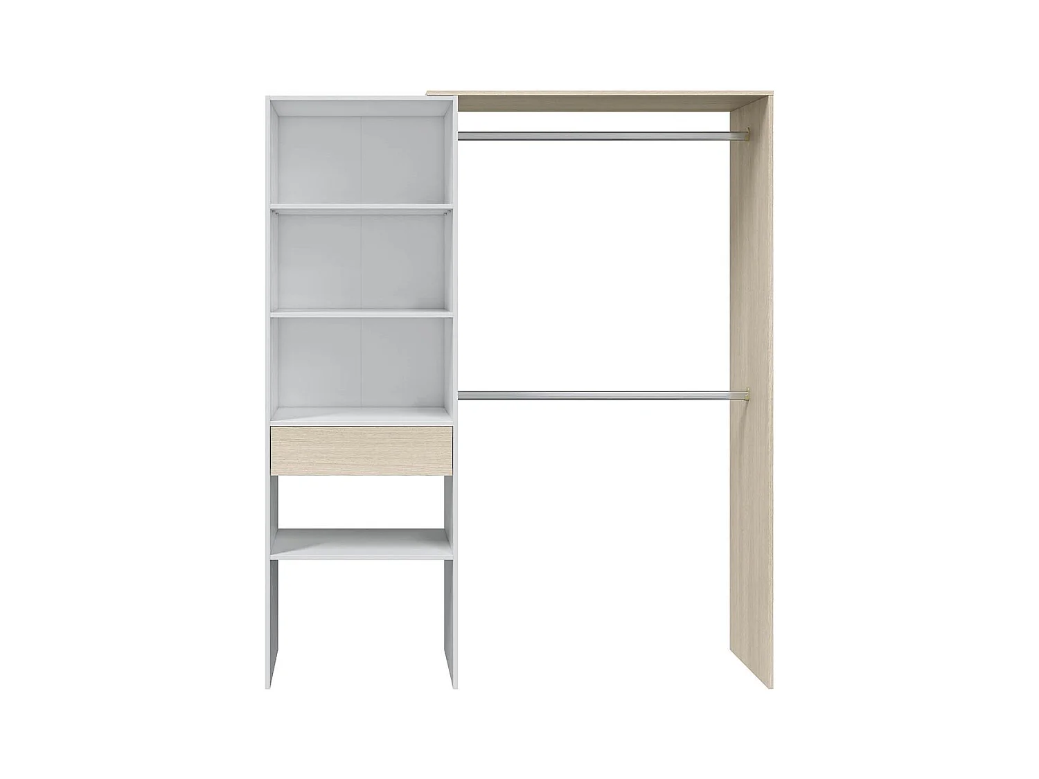 Armoire dressing décor blanc et chêne - H187 cm