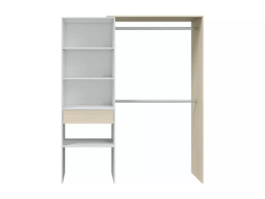 Kauf Unique Kleiderschrank mit weißem Dekor und Eiche - H187 cm