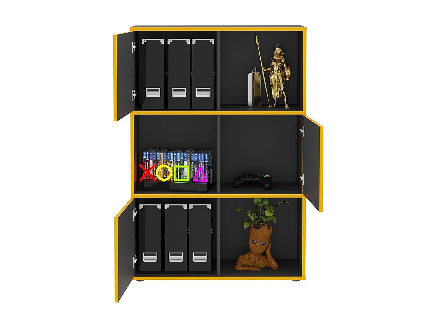 Schappenkast met 3 open vakken vrijstaand 68,5x33x99 cm antraciet