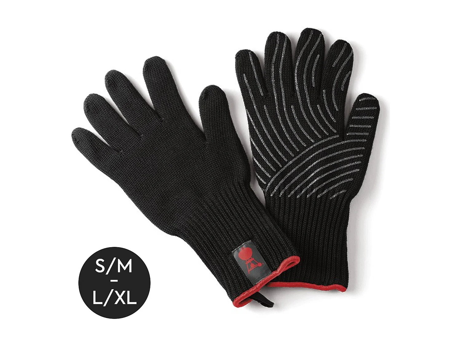 Paire de Gants X/L Weber 17x33x5,4 cm Gants de Protection pour Barbecues avec Bandes Silicone, Noir