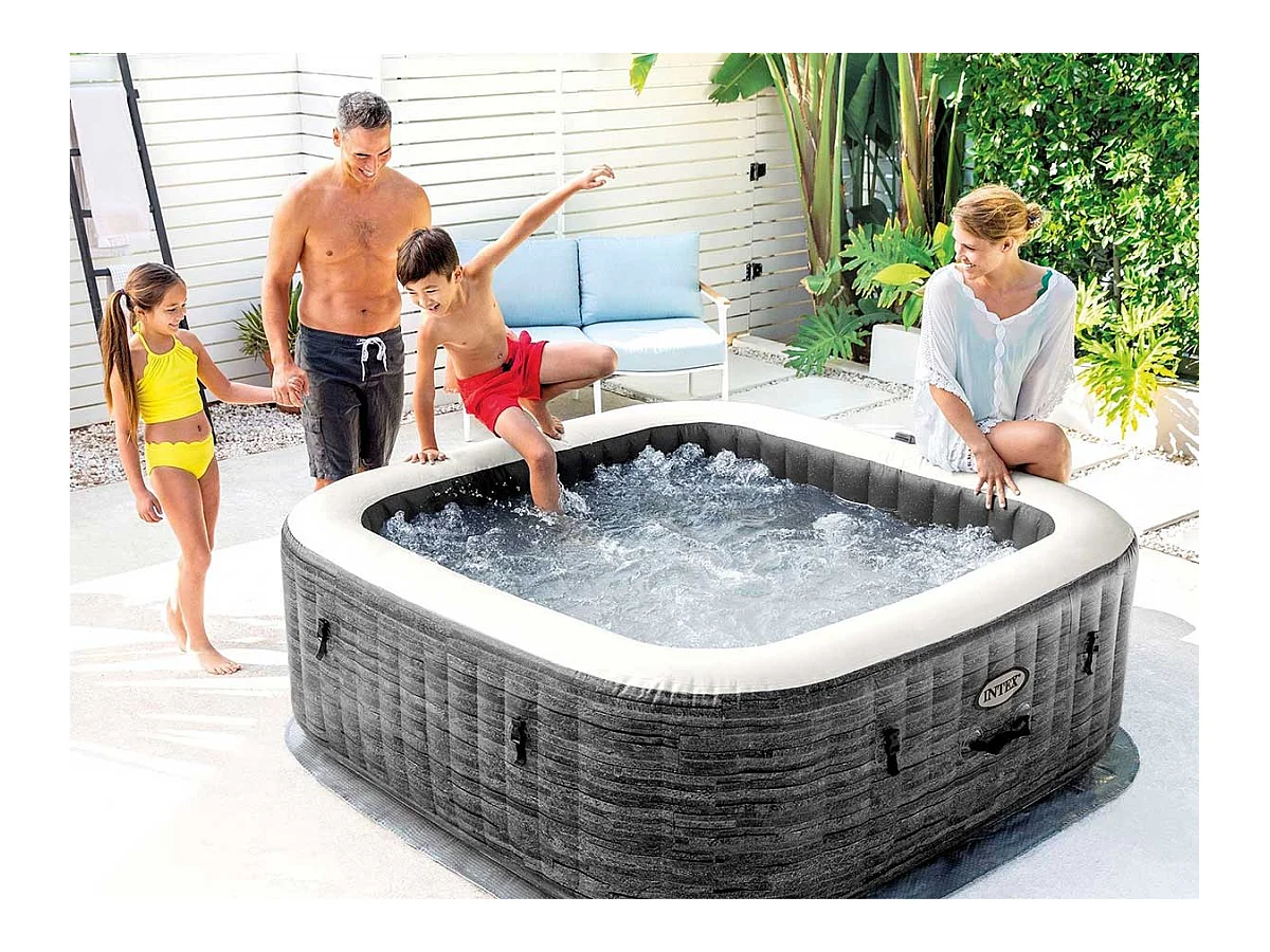 Spa gonflable PureSpa Ardoise carré Bulles 4 places - Intex