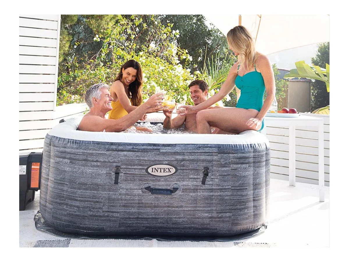 Spa gonflable PureSpa Ardoise carré Bulles 4 places - Intex