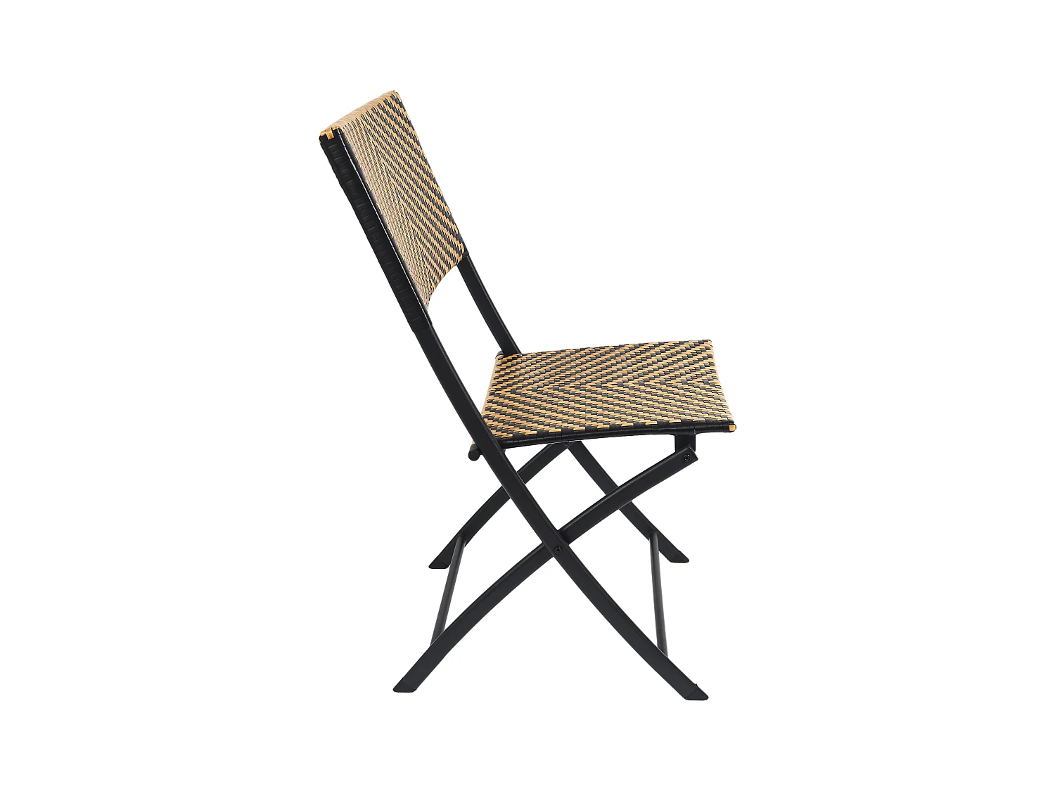 Chaise Pliante Tresse Noir Et Naturel - Lot De 4 Marron, Noir