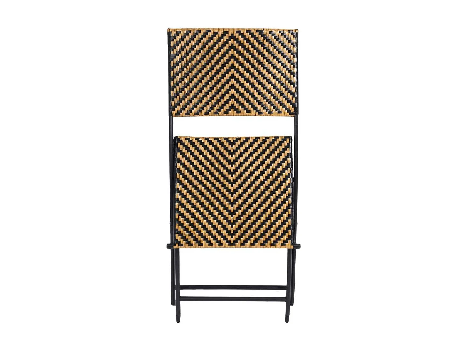 Chaise Pliante Tresse Noir Et Naturel - Lot De 4 Marron, Noir