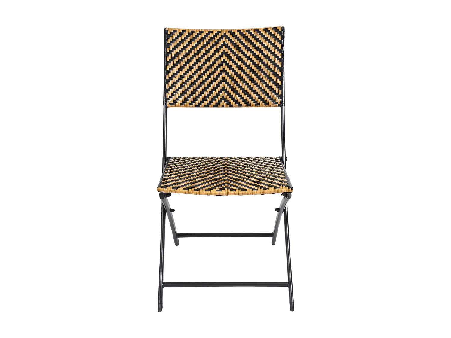 Chaise Pliante Tresse Noir Et Naturel - Lot De 4 Marron, Noir