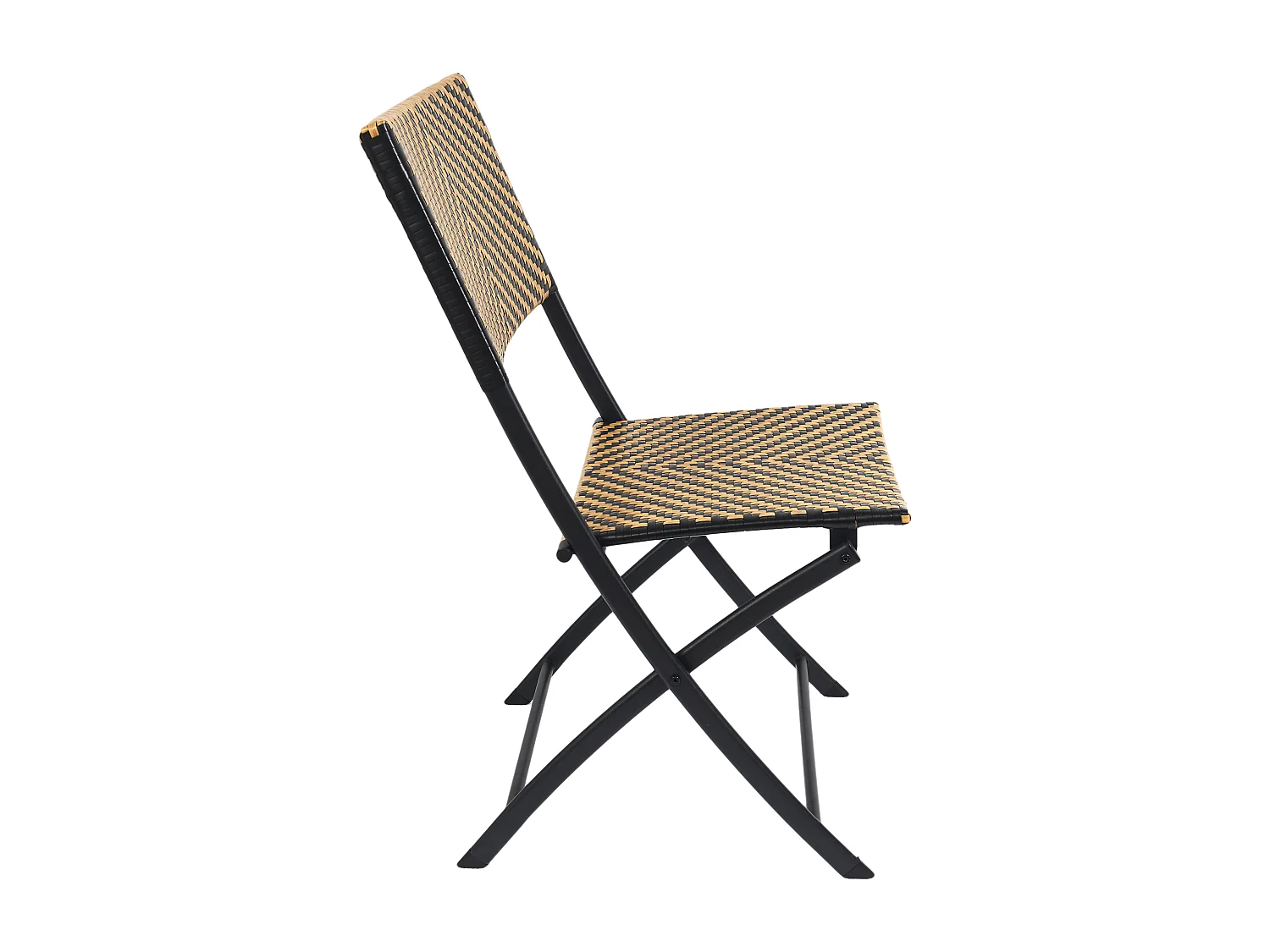 Chaise Pliante Tresse Noir Et Naturel - Lot De 4 Marron, Noir