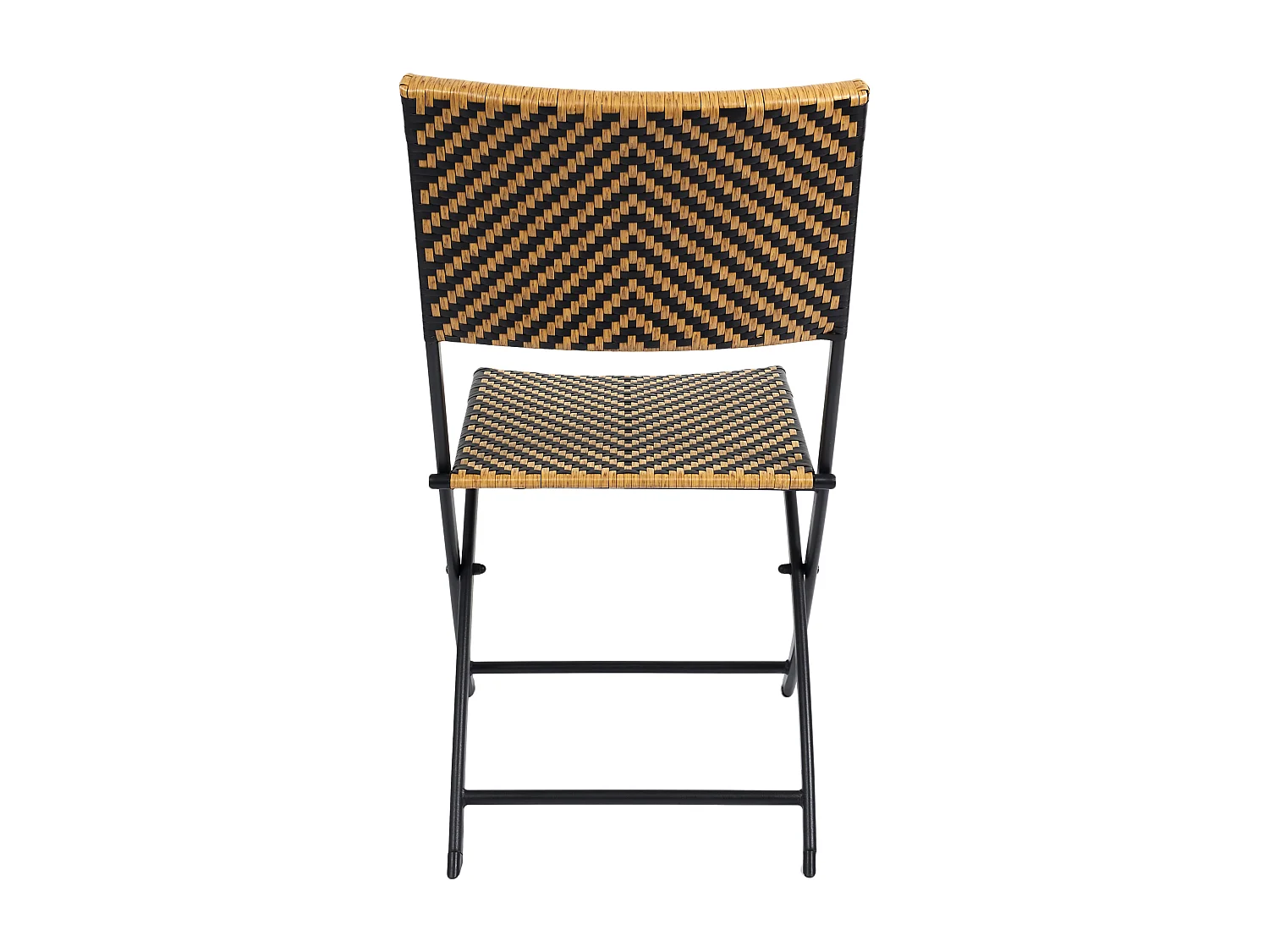 Chaise Pliante Tresse Noir Et Naturel - Lot De 4 Marron, Noir