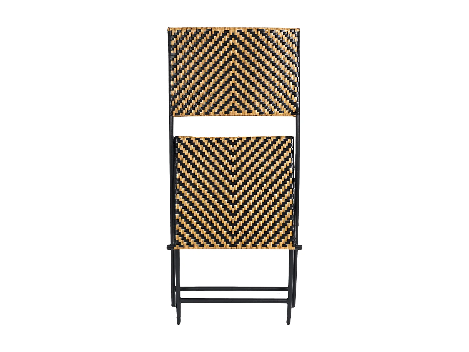 Chaise Pliante Tresse Noir Et Naturel - Lot De 4 Marron, Noir