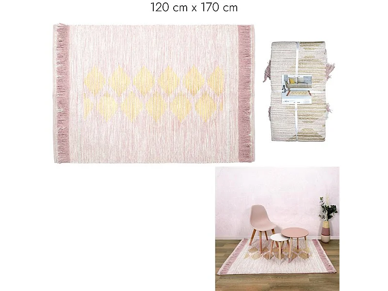 Tapis Nude Imprime Dore 120x170cm Rose, Or