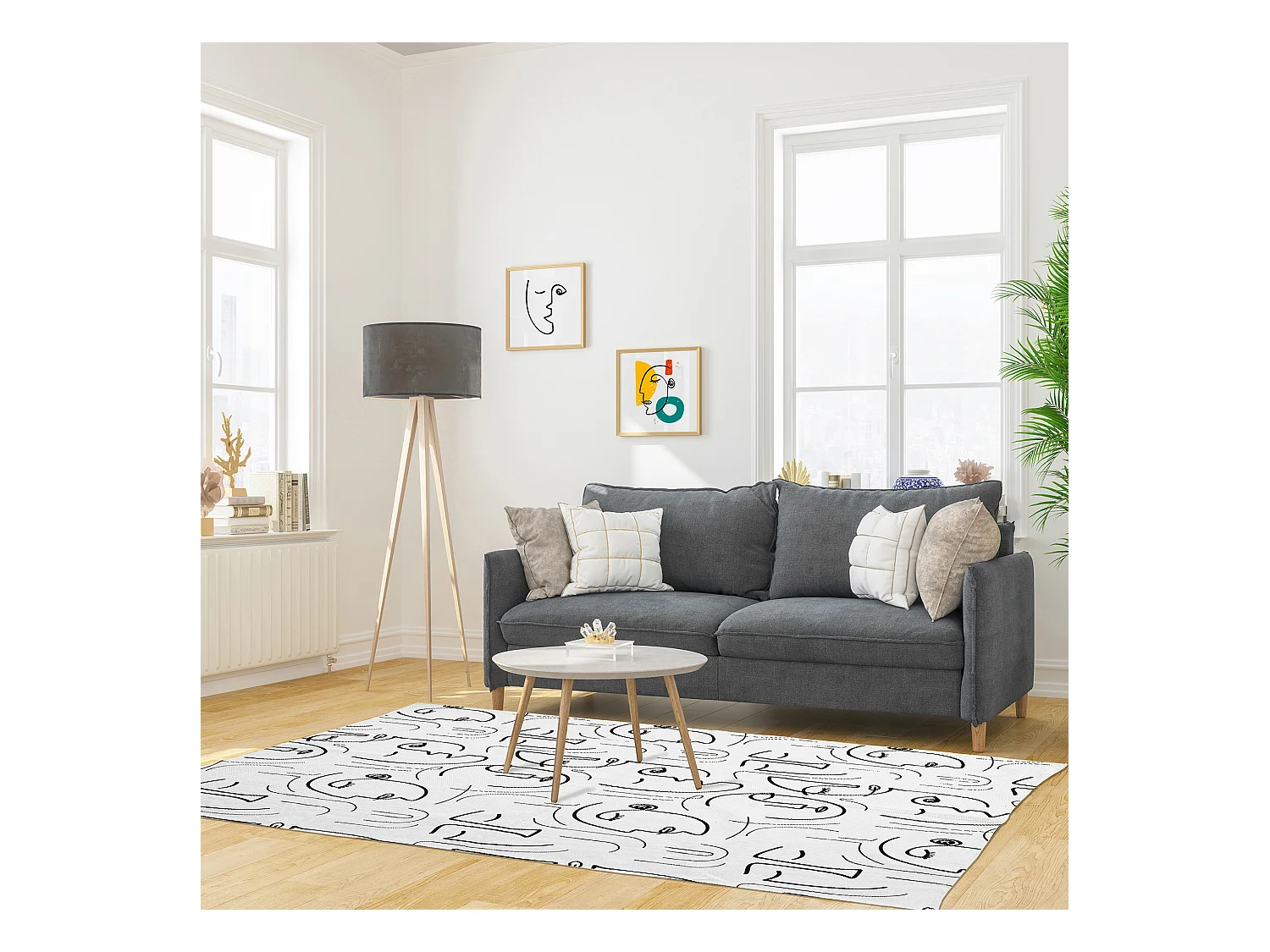 Tapis Arty 120x170cm Blanc, Noir
