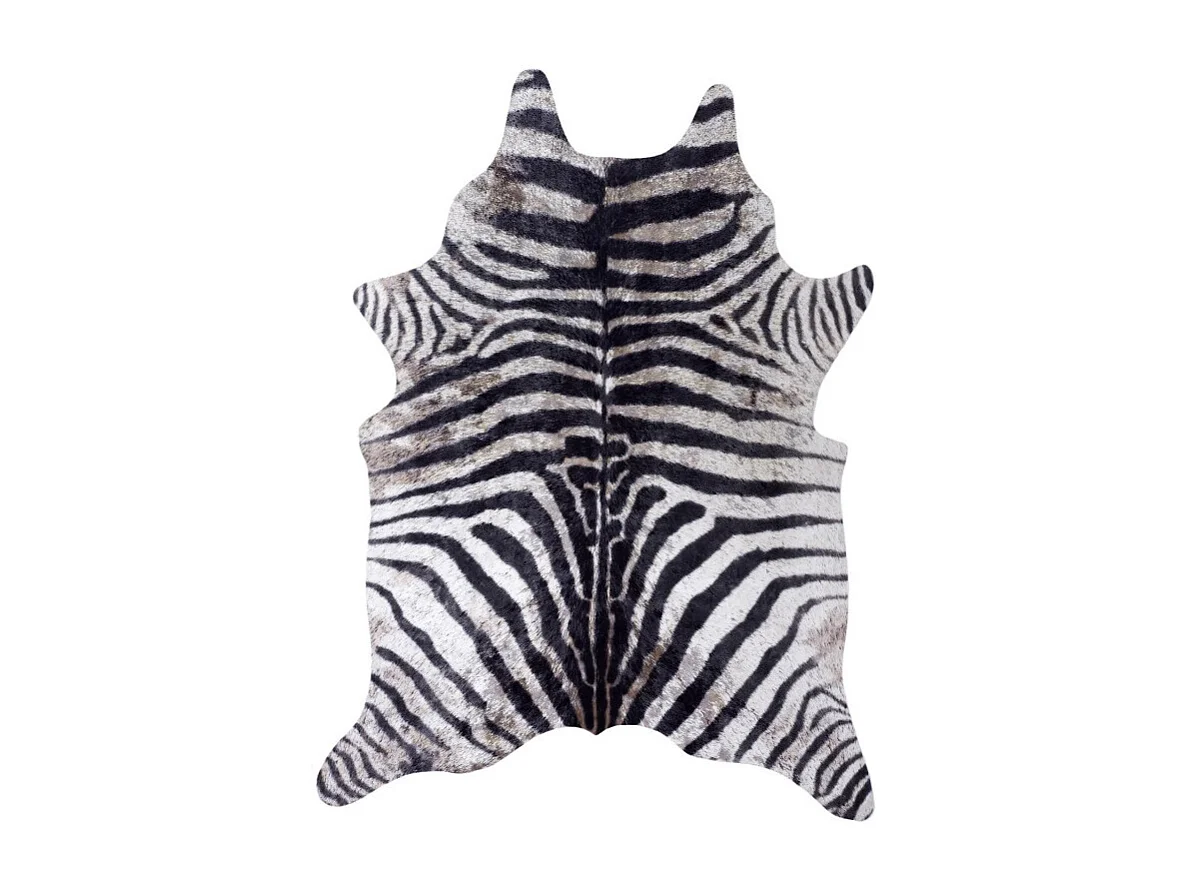 Tapis Imitation Peau De Zebre 120x158cm Blanc, Noir