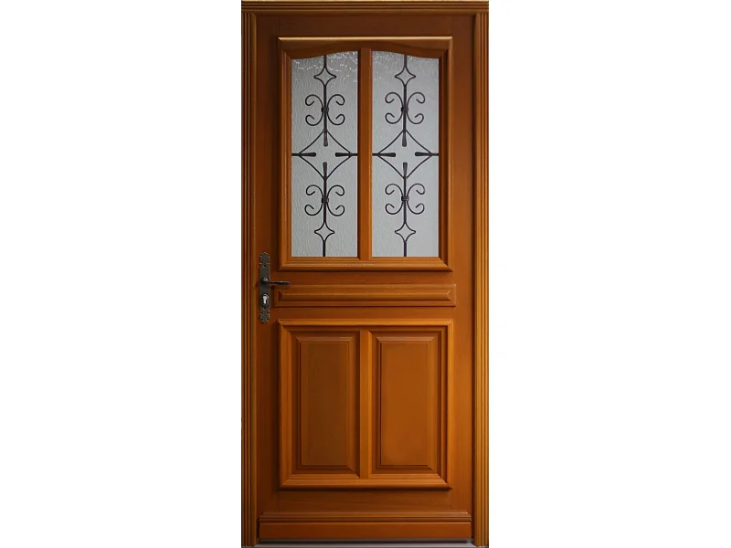 Porte d'entree Bois vitree, Vauban, H,200xl,80  p, droit Cotes Tableau