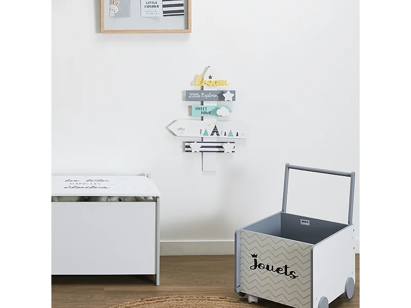 Decoration Panneau Directionnel A Accrocher Blanc, Bleu, Jaune