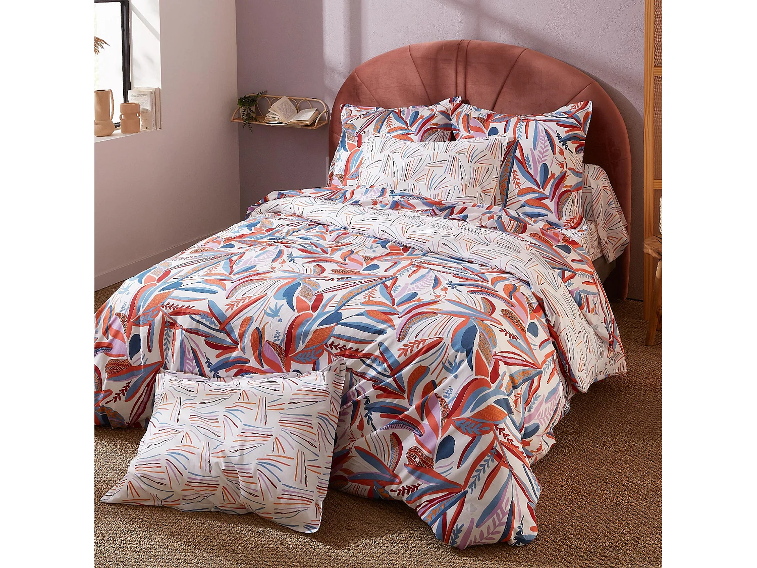 Parure de lit 200x200 cm coton PERROQUET multicolore Salsa 3 pièces