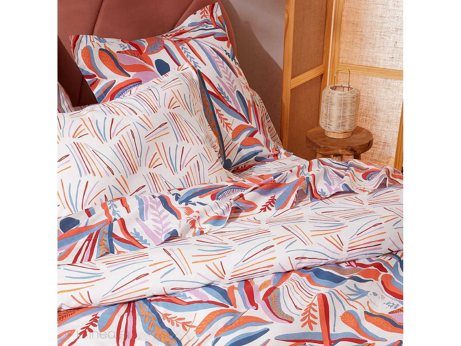 Parure de lit 200x200 cm coton PERROQUET multicolore Salsa 3 pièces