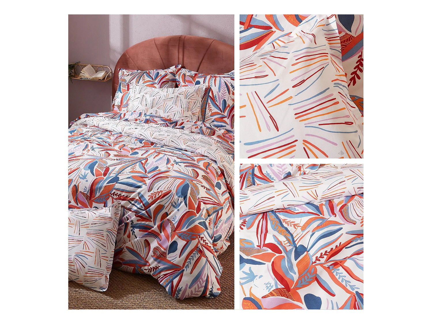 Parure de lit 240x220 cm coton PERROQUET multicolore Salsa 3 pièces