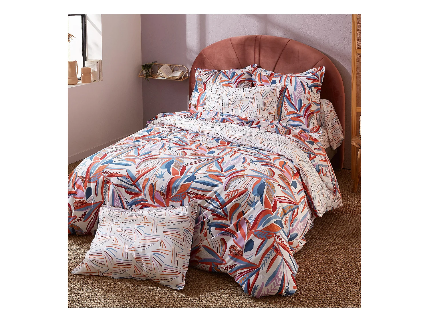 Parure de lit 240x220 cm coton PERROQUET multicolore Salsa 3 pièces