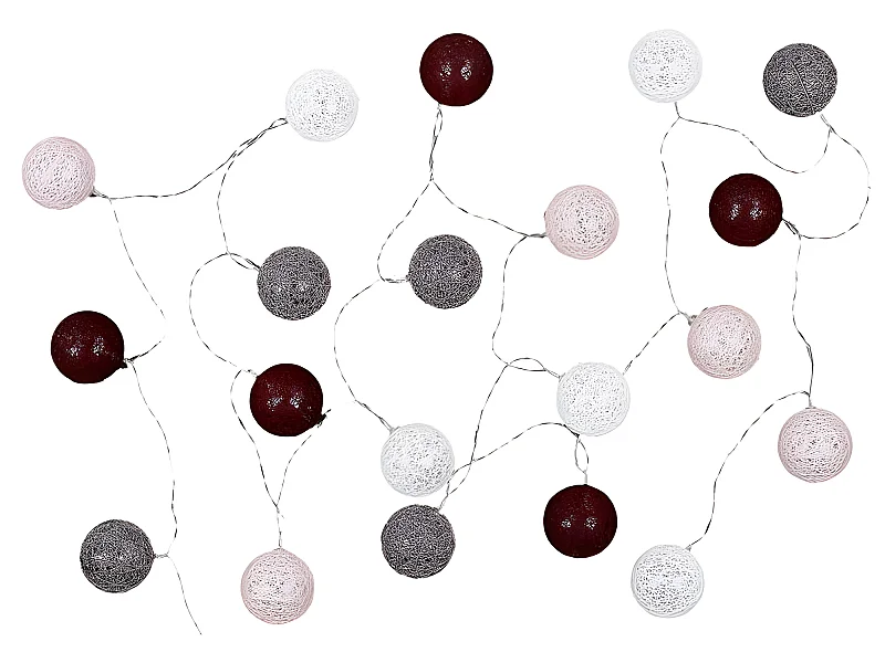 Guirlande Lumineuse à Led "20 Boules" 372cm Bordeaux