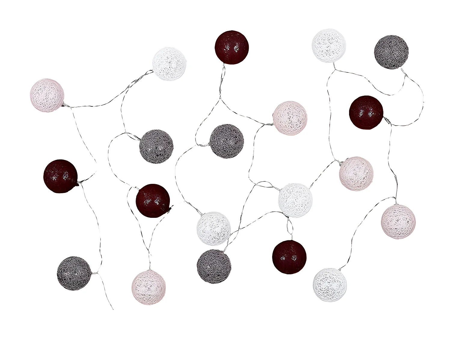 Guirlande Lumineuse à Led "20 Boules" 372cm Bordeaux