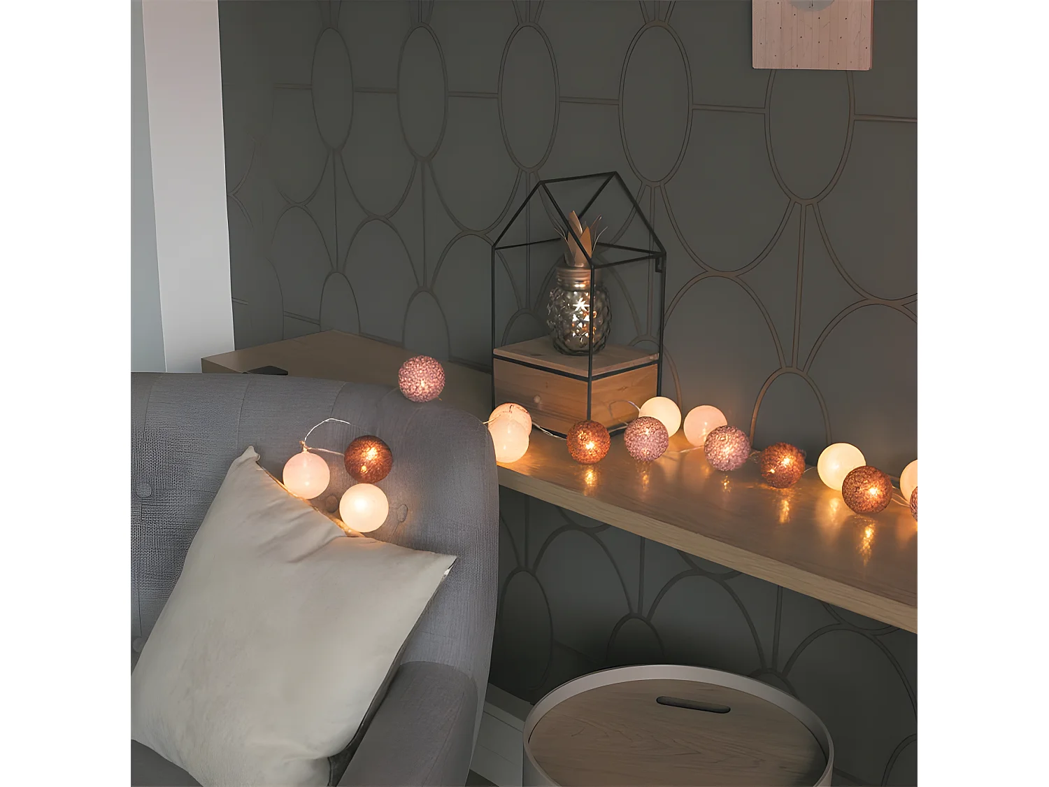 Guirlande Lumineuse à Led "20 Boules" 372cm Bordeaux