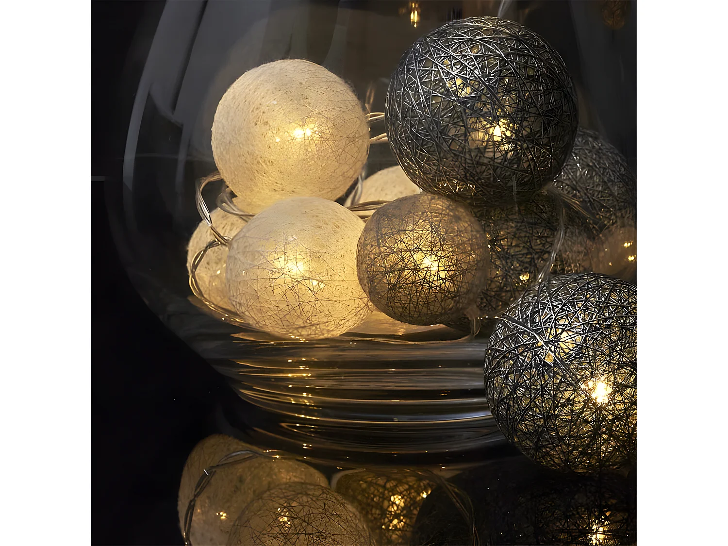 Guirlande Lumineuse Led "Boule" 360cm Gris