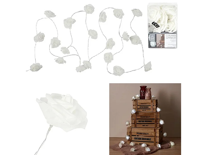 Guirlande Lumineuse 10 LED "Rose" 180cm Blanc