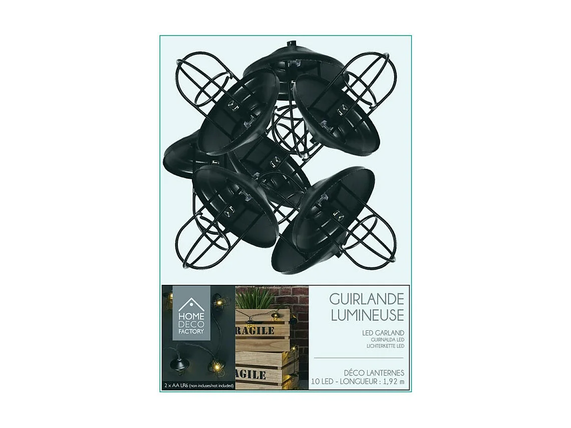 Guirlande Lumineuse 10 LED "Lanterne" 192cm Noir