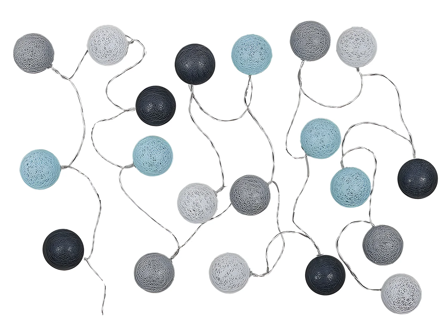 Guirlande Lumineuse à Led "20 Boules" 345cm Bleu & Gris