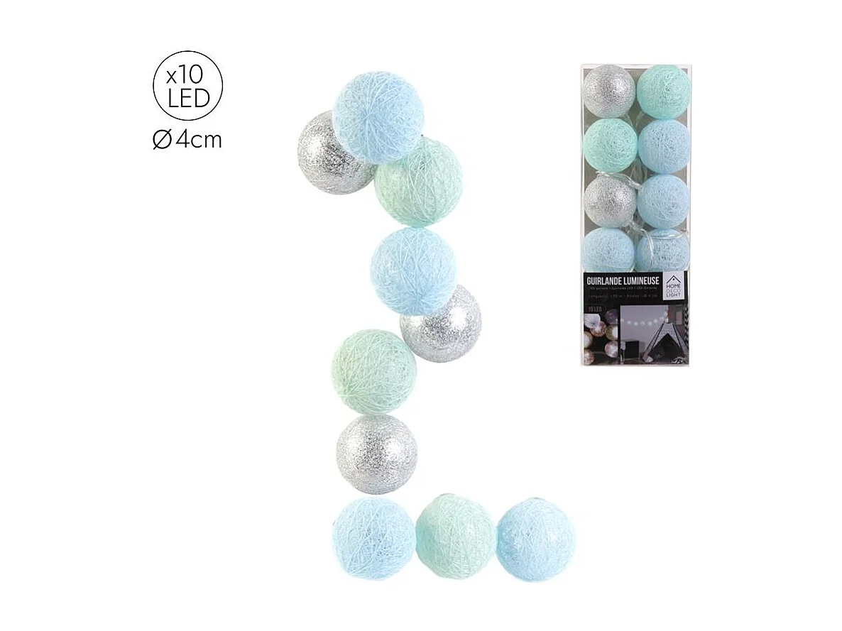 Guirlande Lumineuse à Led "10 Boules" 192cm Bleu