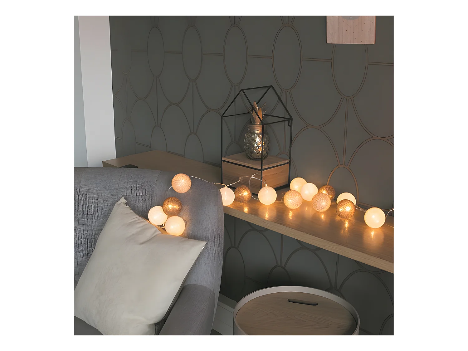 Guirlande Lumineuse à Led "10 Boules" 175cm Marron