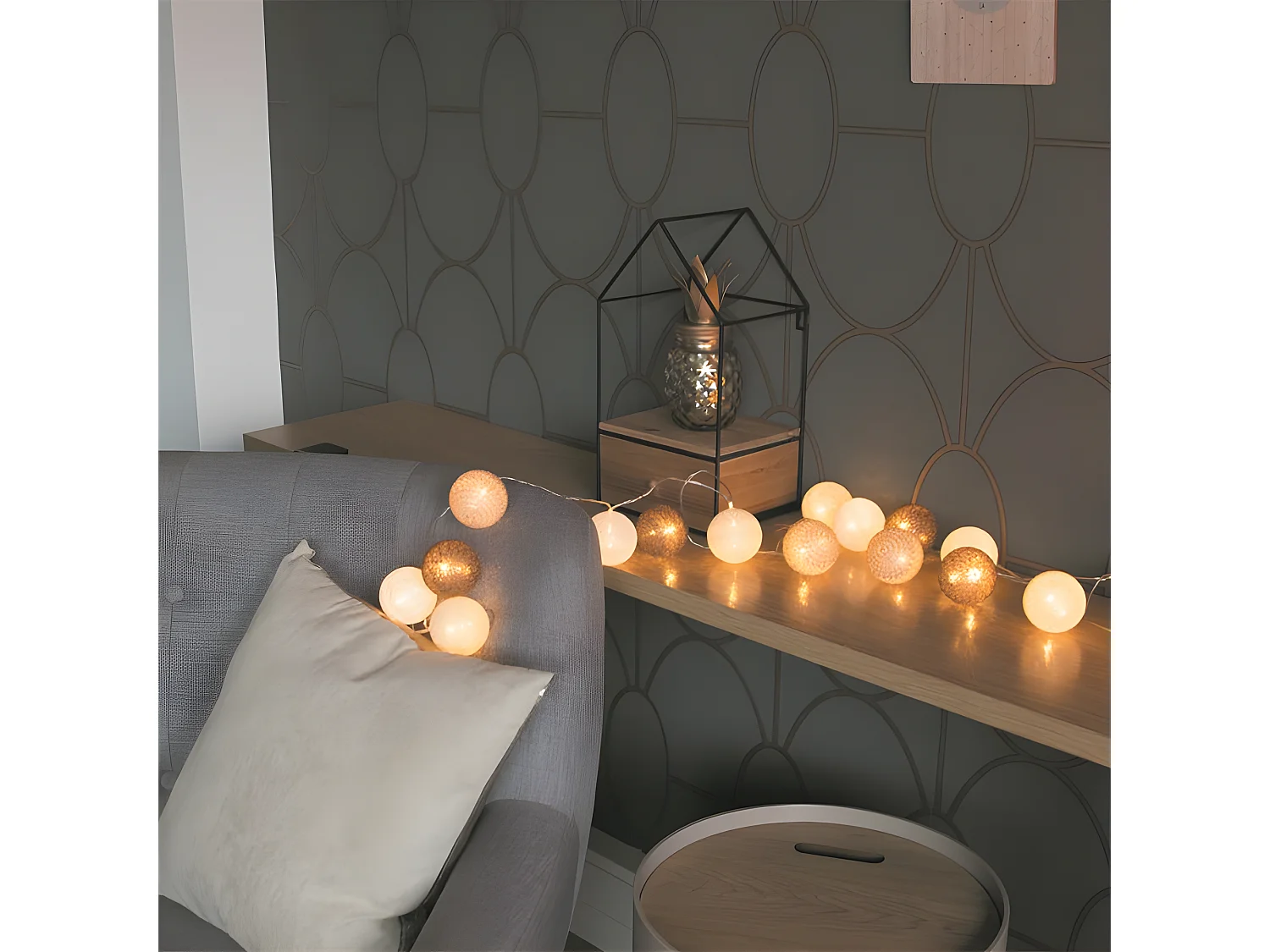 Guirlande Lumineuse à Led "10 Boules" 175cm Marron