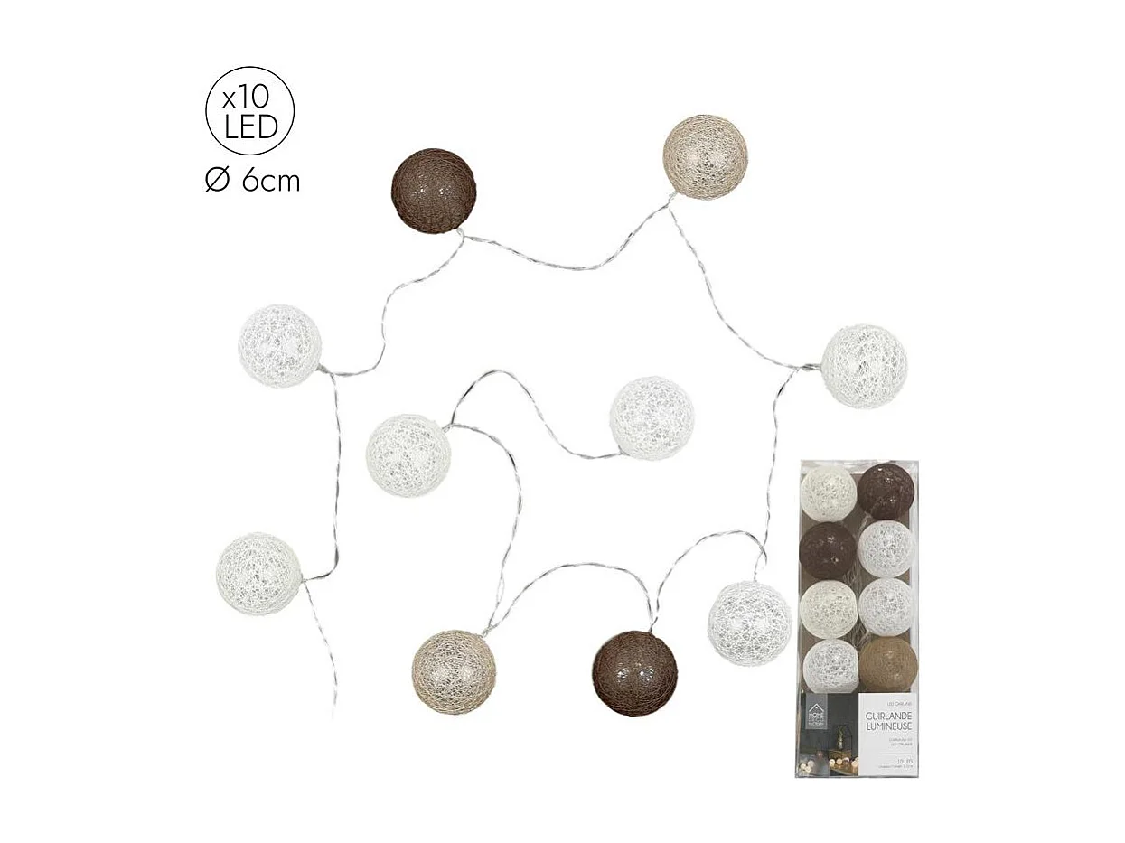 Guirlande Lumineuse à Led "10 Boules" 175cm Marron
