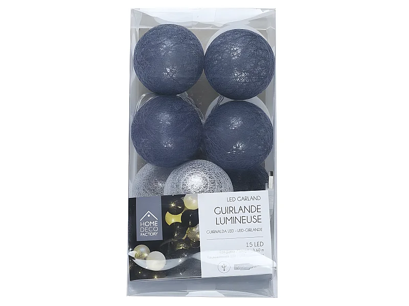 Guirlande Lumineuse Led "Boule" 360cm Bleu & Gris