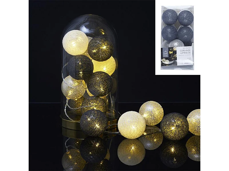 Guirlande Lumineuse Led "Boule" 360cm Bleu & Gris