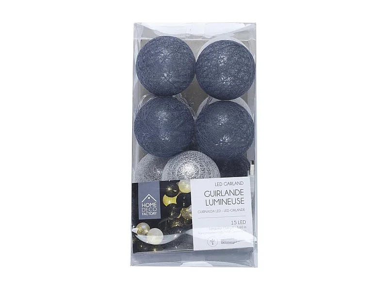 Guirlande Lumineuse Led "Boule" 360cm Bleu & Gris