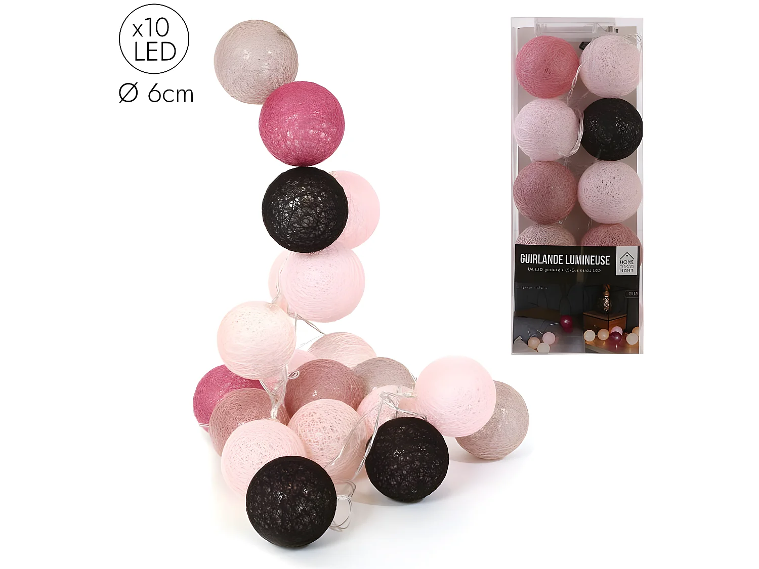 Guirlande Lumineuse à Led "10 Boules" 175cm Taupe