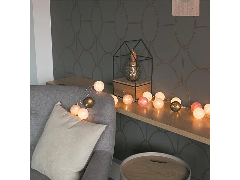 Guirlande Lumineuse à Led "10 Boules" 175cm Taupe