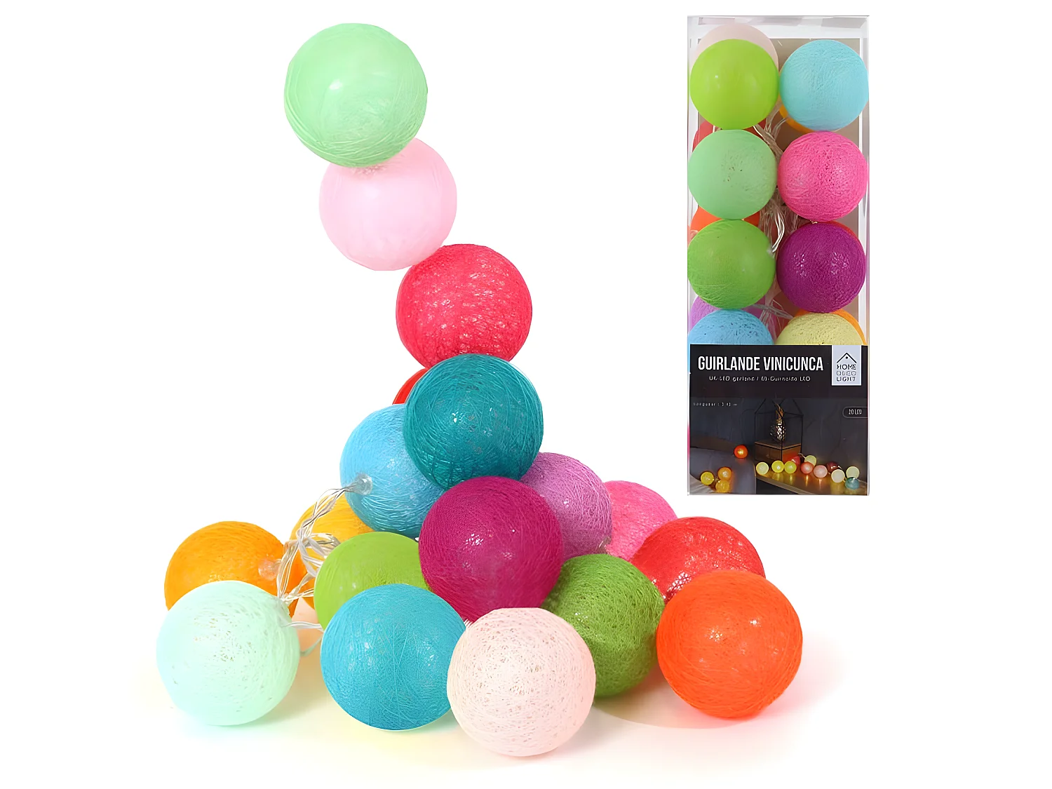 Guirlande Lumineuse à Led "20 Boules" 345cm Multicolore